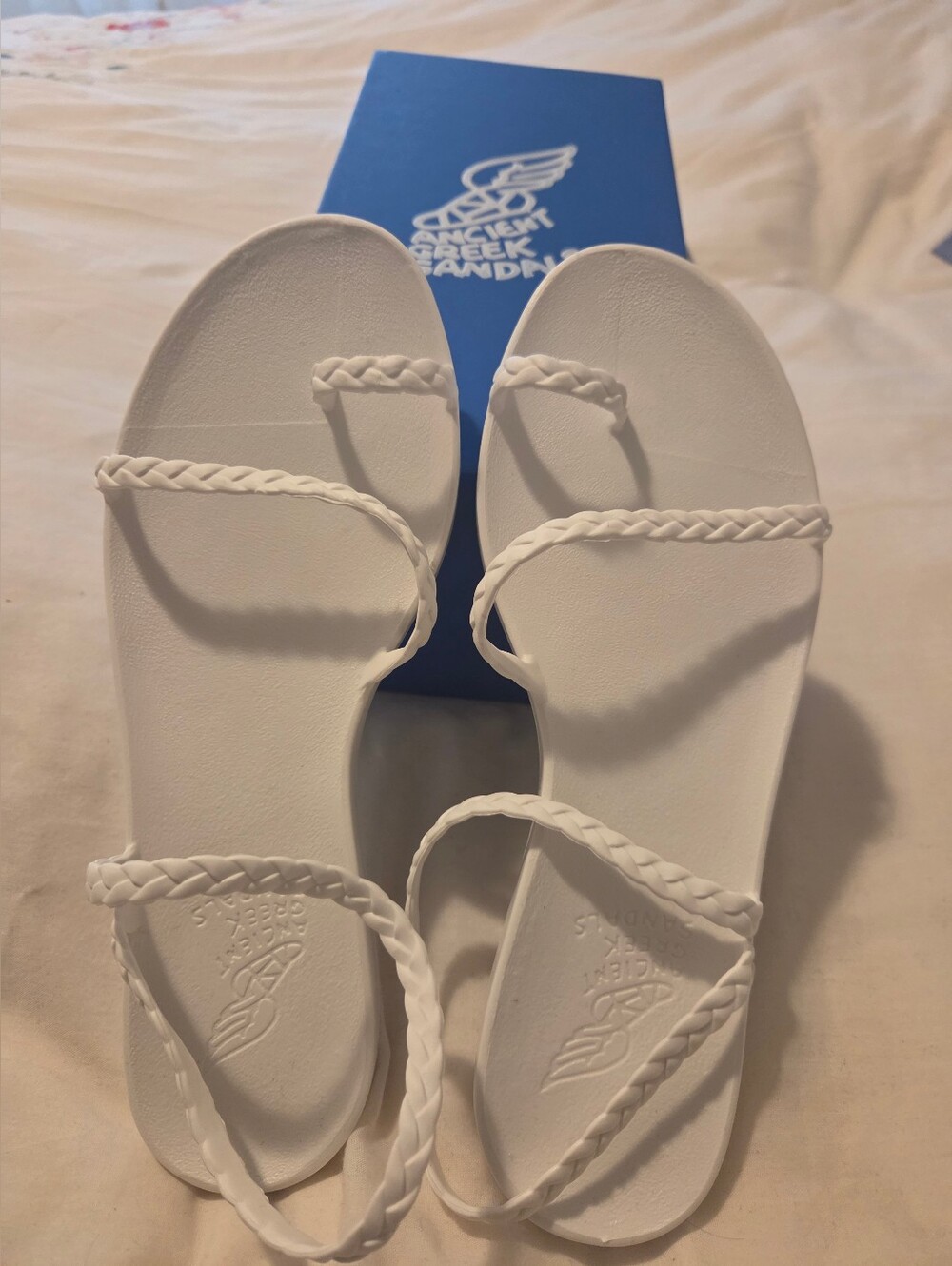 Ancient Greek Eleftheria Jelly Sandals - Women's White Braided Strap